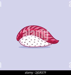 Hamachi sushi. Japanese traditional food icon. Isolated vector illustration. Stock Vector