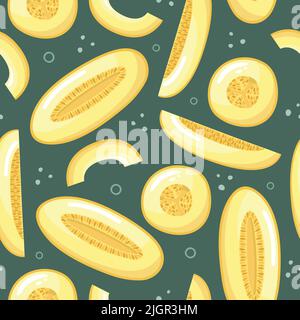 Summer vector background with melons. Fruit seamless pattern. Stock Vector