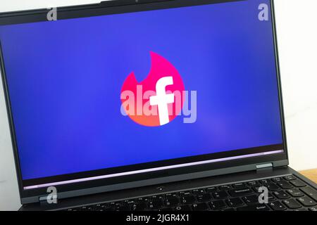 KONSKIE, POLAND - July 11, 2022: Facebook Dating app logo displayed on laptop computer screen Stock Photo