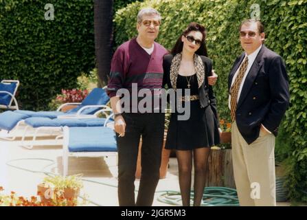 Los Angeles, CA, USA, 1991. Romanian actor Ion Dichiseanu, with (then) wife Simona Florescu Dichiseanu and film director Mihai Iacob. Stock Photo