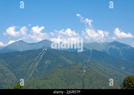 Mountain peaks in Krasnaya Polyana, Sochi. Stock Photo