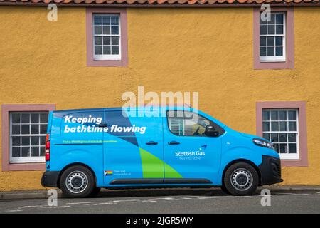 A Scottish Gas van in St Monan's, Fife, Scotland. Stock Photo