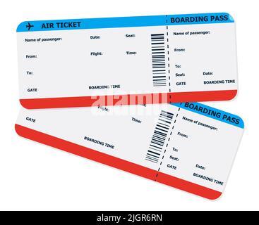 Modern and realistic airline ticket design with flight time and passenger name. vector illustration Eps 10 Stock Vector