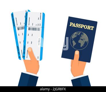 Boarding Pass and Passport in hands Stock Vector Image & Art - Alamy
