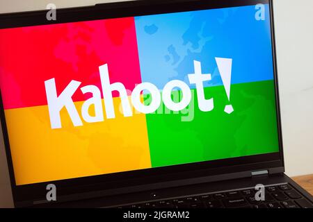 KONSKIE, POLAND - July 11, 2022: Kahoot! learning platform logo displayed on laptop computer screen Stock Photo