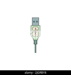 Usb line icon. Vector symbol in trendy flat style on white background. Web sing for design. Usb line icon. High quality color outline logo for web sit Stock Vector