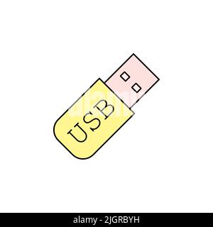Usb flash drive color icon, memory stick icon. usb Icon. Flash memory symbol, web and computer icon Stock Vector