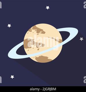 The Saturn planet isolated on a dark starry night sky Stock Vector