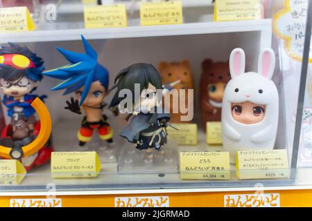 Akihabara, Japan- July 30, 2020: Various anime figures are for sale in Akihabara. Stock Photo