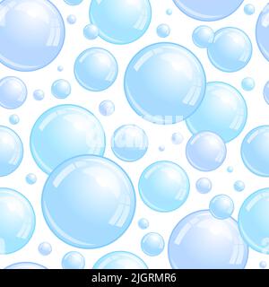 Soap bubbles seamless pattern. Repeated foam decoration wallpaper. Water bubble background. Vector  Stock Vector