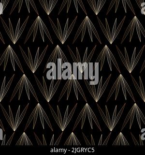 Golden leaves, seamless gradient pattern in art Deco style. Leaves. Repeating vector pattern. Seamless floral ornament. Stock Vector