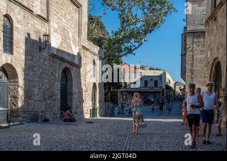 Rhodes Old Town is the oldest inhabited medieval city in Europe. Stock Photo