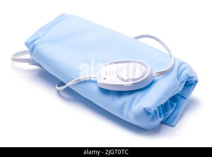 Blue Heating Pad Cut Out on White. Stock Photo