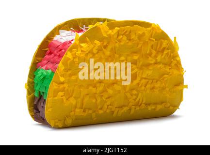 Small Taco Pinata Cut Out On White. Stock Photo