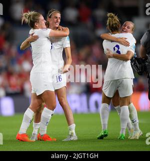 11 Jul 2022 - England v Norway - UEFA Women's Euro 2022 - Group A - Brighton & Hove Community Stadium  England celebrates the emphatic victory over Norway.  Picture Credit : © Mark Pain / Alamy Live News Stock Photo