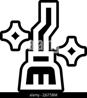 Shows magic broom icon . Stock Vector