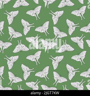 Luna moth seamless butterfly pattern for fabrics and wrapping paper and notebooks and summer clothes print and kids. High quality illustration Stock Photo