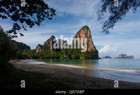 Railay Beach is a peninsula accessible only by boat and one of the