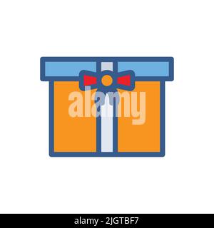 Gift box icon with ribbon. Icon related to wedding. Lineal color icon style. Simple design editable Stock Vector