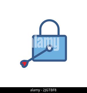 Lock icon with heart arrow . Icon related to wedding. Lineal color icon style. Simple design editable Stock Vector
