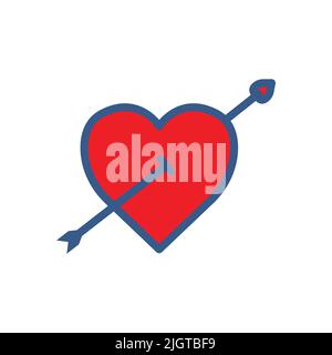 Heart icon with arrow. Icon related to wedding. Lineal color icon style. Simple design editable Stock Vector