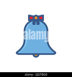 Bell icon with ribbon. Icon related to wedding. Lineal color icon style. Simple design editable Stock Vector