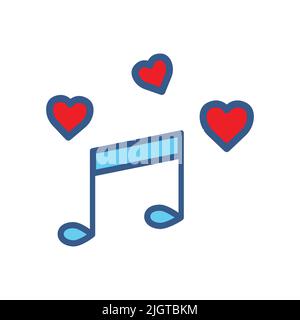 Tone icon with heart. Icon related to romantic music. Lineal color icon style. Simple design editable Stock Vector