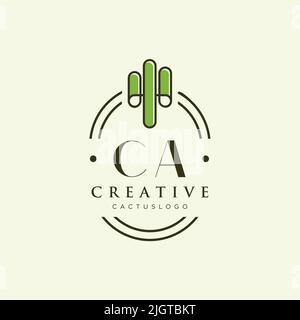 CA Initial letter green cactus logo template vector Stock Vector
