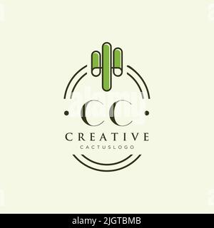 CC Initial letter green cactus logo template vector Stock Vector