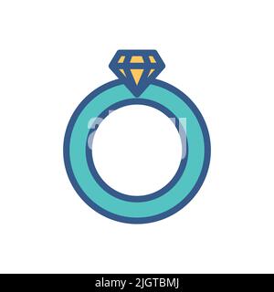 gem ring icon. Icon related to wedding. Lineal color icon style. Simple design editable Stock Vector