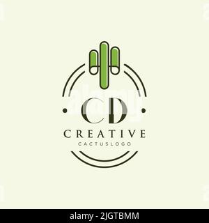 CD Initial letter green cactus logo template vector Stock Vector