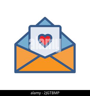 Open envelope icon with heart. Icon related to wedding. Lineal color icon style. Simple design editable Stock Vector