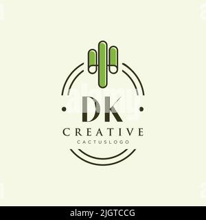 DK Initial letter green cactus logo template vector Stock Vector