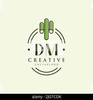 DM Initial letter green cactus logo template vector Stock Vector
