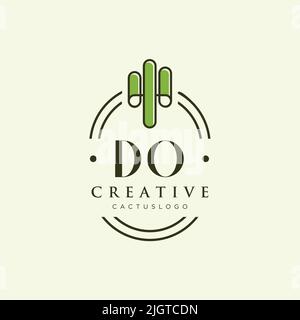 DO Initial letter green cactus logo template vector Stock Vector