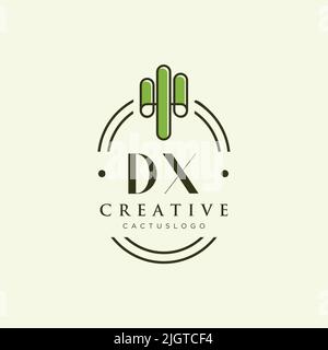 DX Initial letter green cactus logo template vector Stock Vector