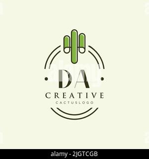 DA Initial letter green cactus logo template vector Stock Vector