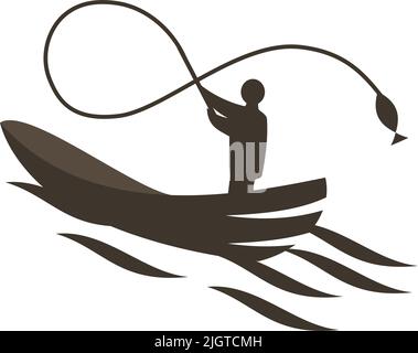 boat ship fishing logo Icon Illustration Brand Identity Stock Vector