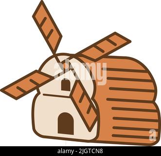 bread windmill bakery logo  Icon Illustration Brand Identity Stock Vector