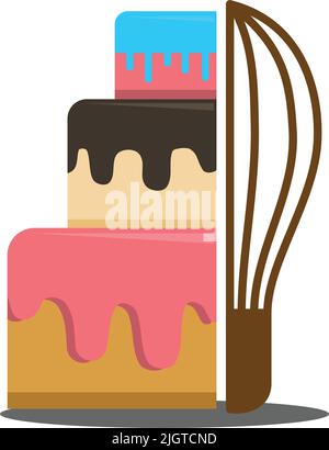 cake bakery Egg Whiskers logo Icon Illustration Brand Identity Stock Vector