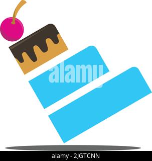 cake bakery cherry business logo Icon Illustration Brand Identity Stock Vector