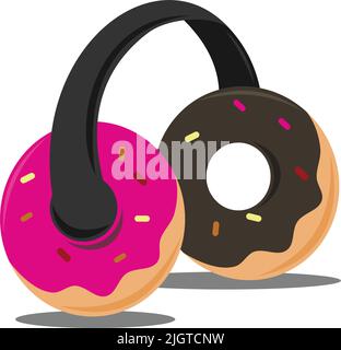 doughnut headphone logo Icon Illustration Brand Identity Stock Vector