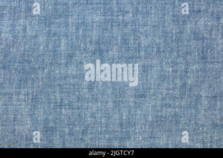 blue natural linen cotton textile texture background. high-detailed pattern. Stock Photo