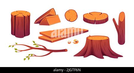 Premium Vector  Wooden log trunk lumber elements the outline of a chopped  tree trunk firewood boards two legs