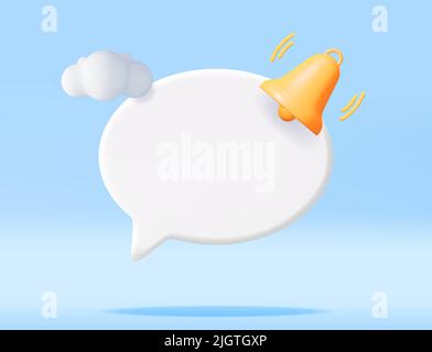 3D Notification Popup with Bell Icon. Stock Vector