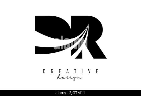 Creative black letter DR d r logo with leading lines and road concept design. Letters with geometric design. Vector Illustration with letter and creat Stock Vector