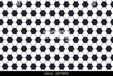 Soccer and football seamless pattern. Sport ball texture. Football background. Black and white pattern with soccer geometric hexagons. Vector Stock Vector