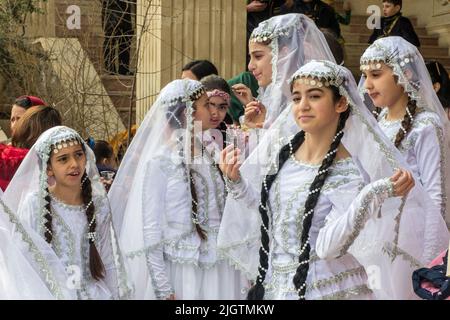 Girls celebrating Nowruz in Baku, Azerbaijan Stock Photo