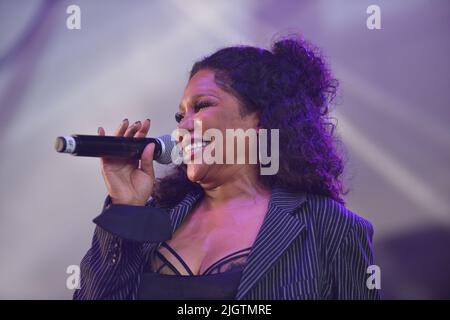 Miramar, USA. 10th July, 2022. MIRAMAR, FL - JULY 10: Michel'le performs live on stage during The First Annual Woman 2 Woman Empowerment Concert at Miramar Regional Park Amphitheater on July 10, 2022 in Fort Lauderdale, Florida. (Photo by JL/Sipa USA) Credit: Sipa USA/Alamy Live News Stock Photo