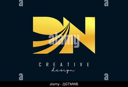 Creative golden letter Dn d n logo with leading lines and road concept design. Letters with geometric design. Vector Illustration with letter and crea Stock Vector